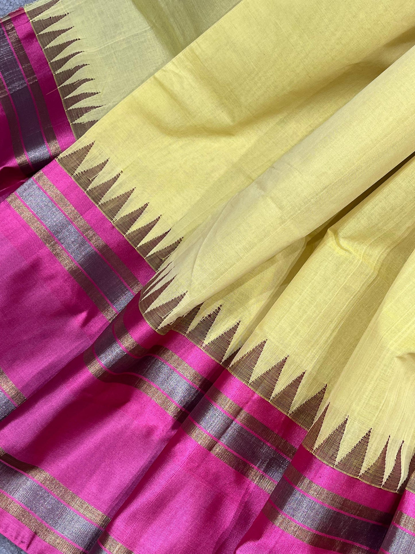 PASTEL YELLOW PURE HANDLOOM PONDRU KHADI SAREE