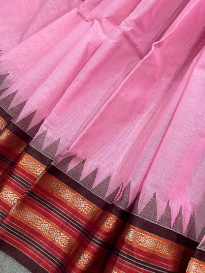 PINK PURE HANDLOOM PONDRU KHADI SAREE