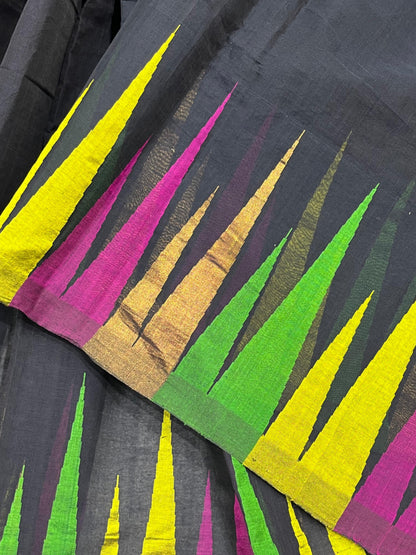 BLACK PURE HANDLOOM PONDRU KHADI SAREE