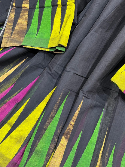 BLACK PURE HANDLOOM PONDRU KHADI SAREE