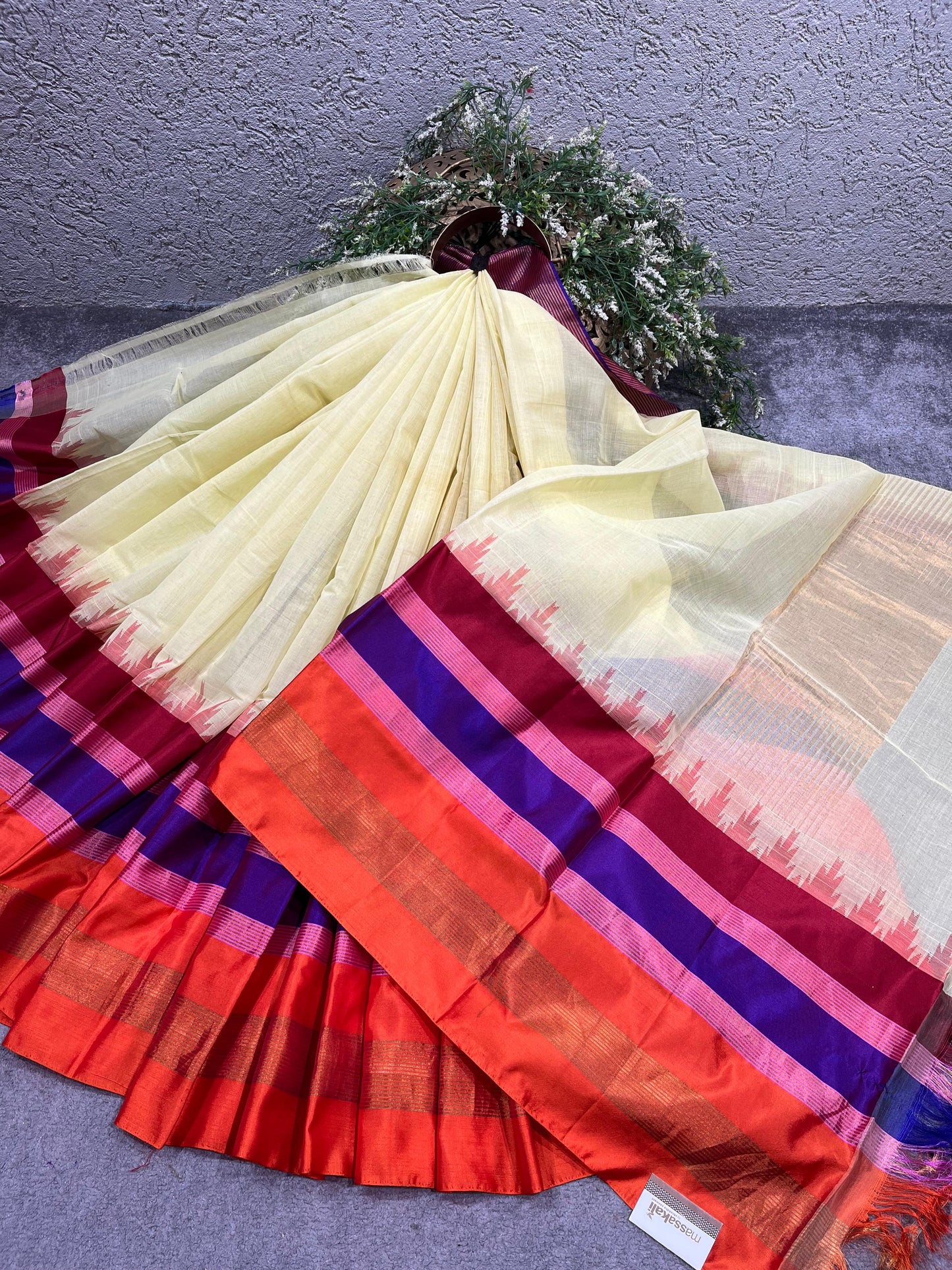 LIGHT YELLOW PURE HANDLOOM PONDRU KHADI SAREE