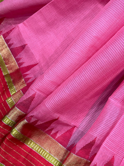 PINK PURE HANDLOOM PONDRU KHADI SAREE