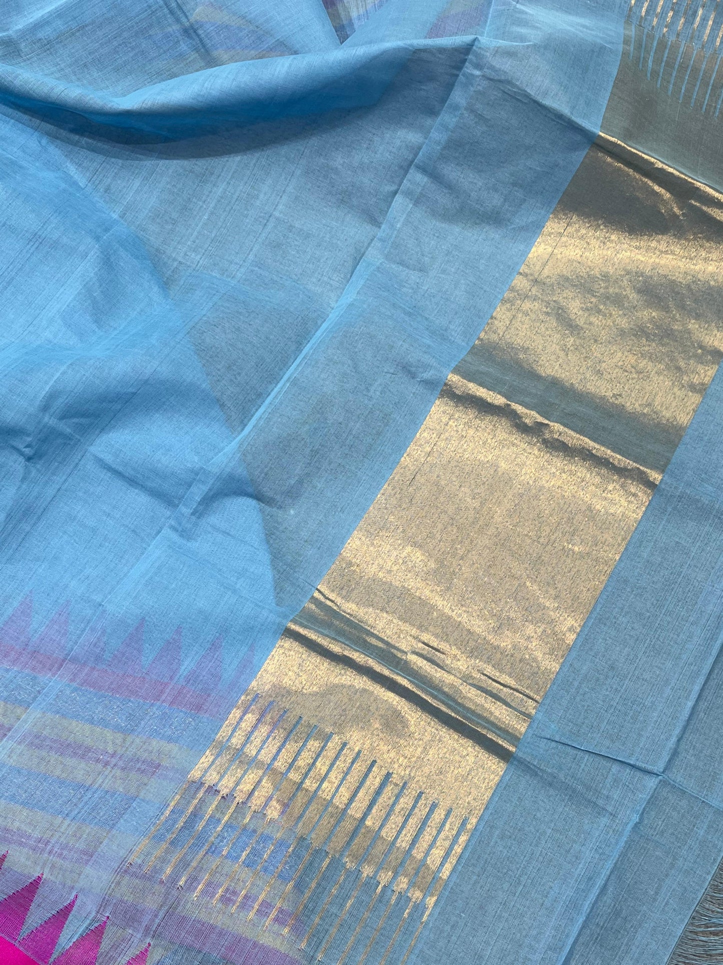 BLUE PURE HANDLOOM PONDRU KHADI SAREE