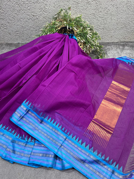 PURPLE PURE HANDLOOM PONDRU KHADI SAREE