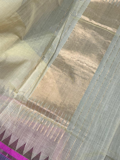 PASTEL YELLOW PURE HANDLOOM PONDRU KHADI SAREE
