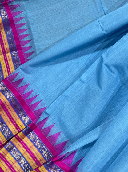 BLUE PURE HANDLOOM PONDRU KHADI SAREE