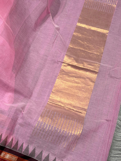 PINK PURE HANDLOOM PONDRU KHADI SAREE