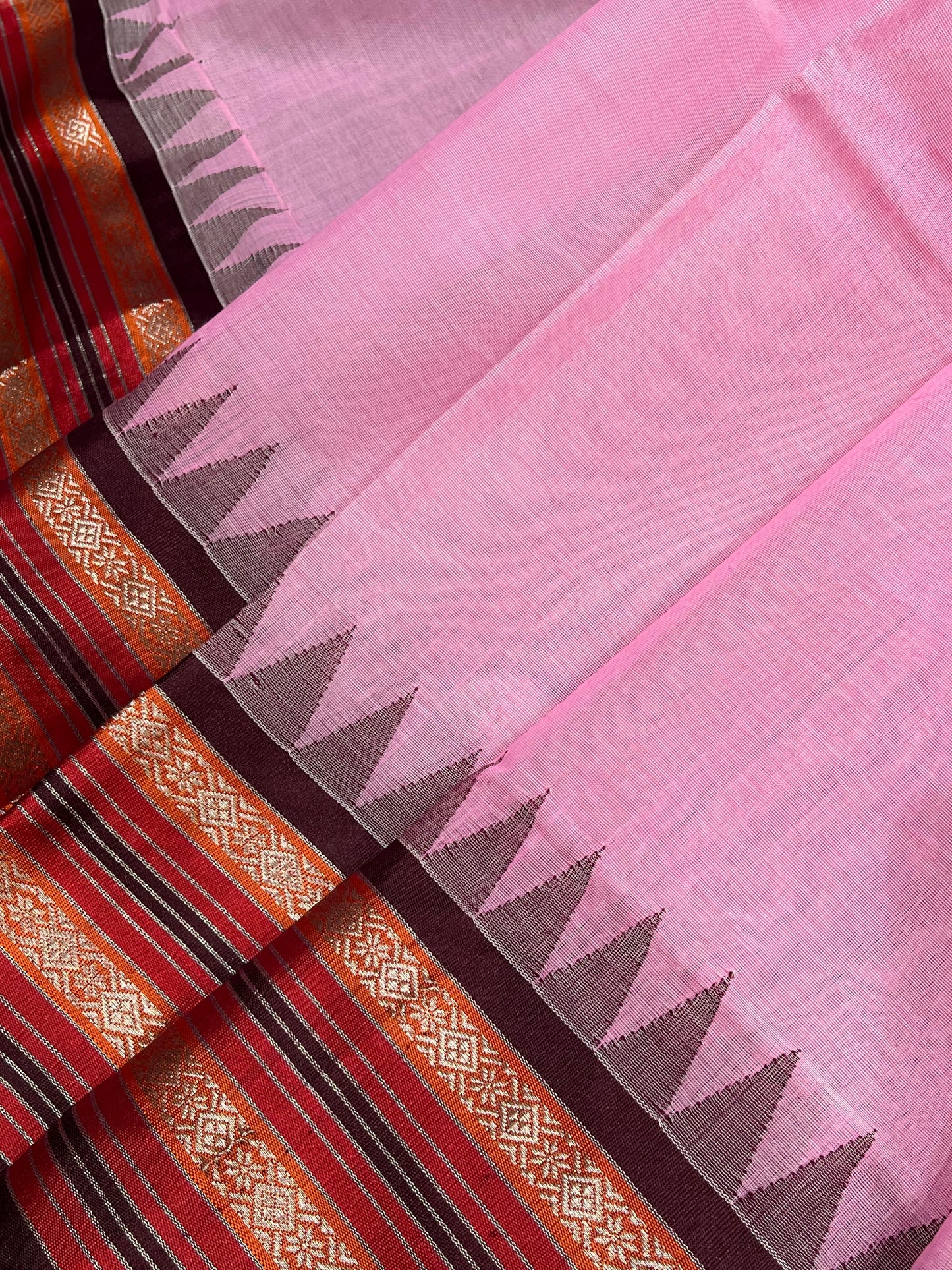 PINK PURE HANDLOOM PONDRU KHADI SAREE