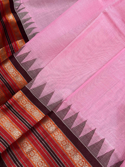 PINK PURE HANDLOOM PONDRU KHADI SAREE