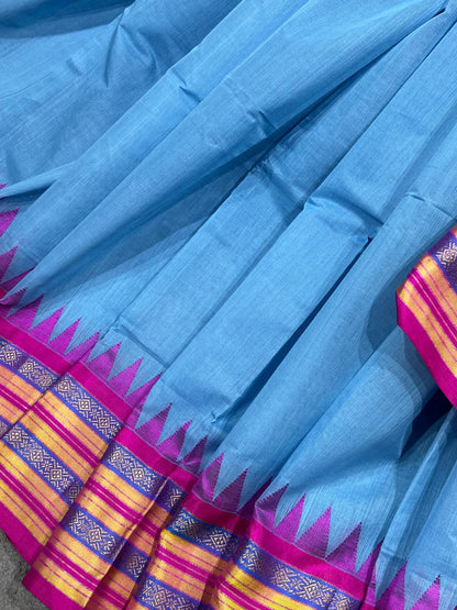 BLUE PURE HANDLOOM PONDRU KHADI SAREE