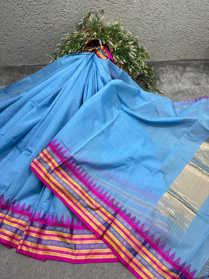 BLUE PURE HANDLOOM PONDRU KHADI SAREE