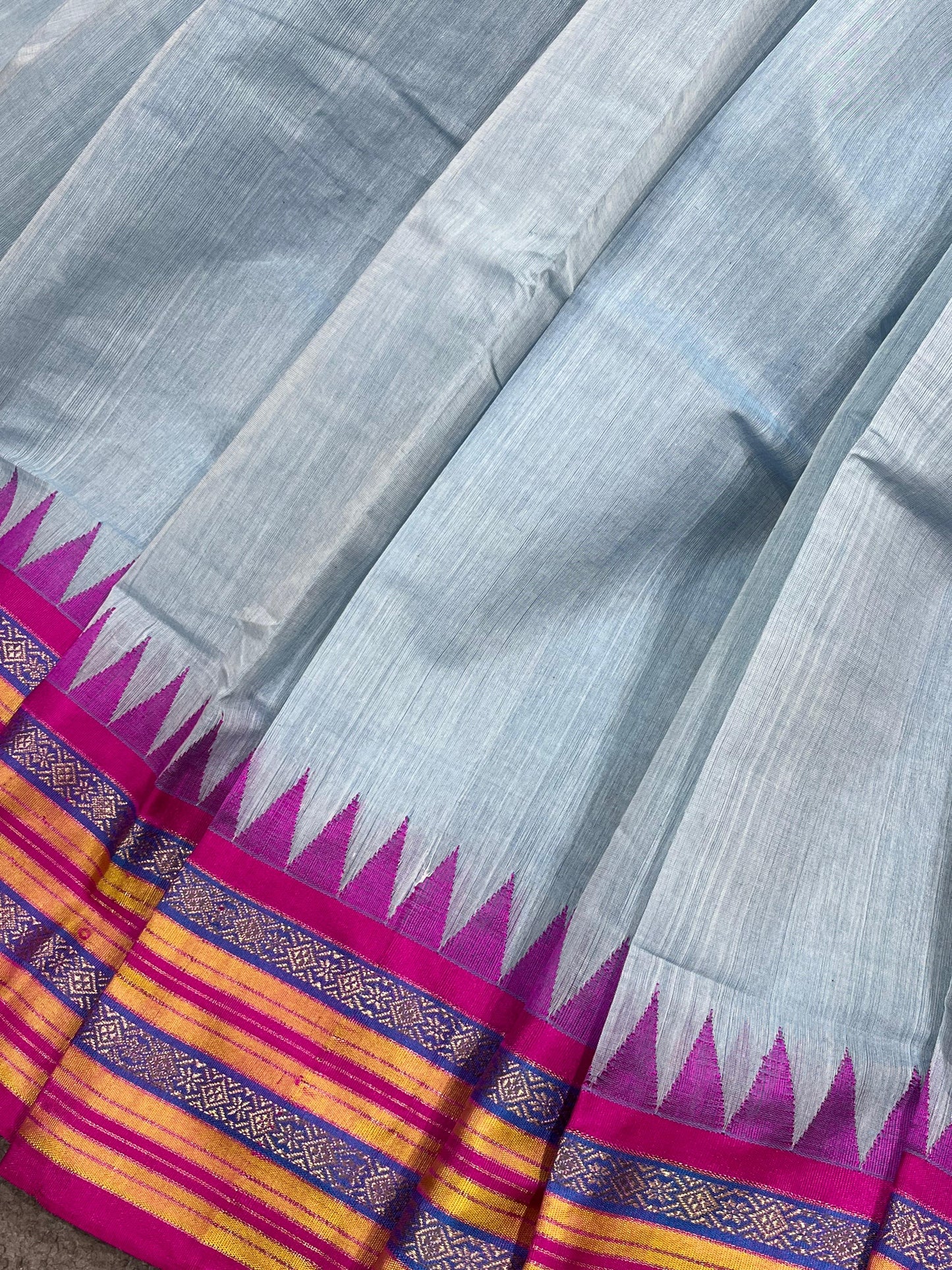 ICE BLUE PURE HANDLOOM PONDRU KHADI SAREE