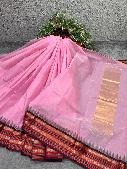 PINK PURE HANDLOOM PONDRU KHADI SAREE