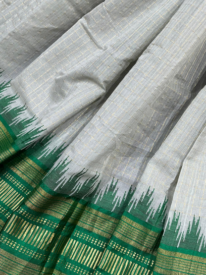 GREY PURE HANDLOOM PONDRU KHADI SAREE