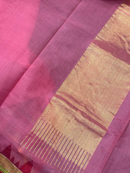 PINK PURE HANDLOOM PONDRU KHADI SAREE