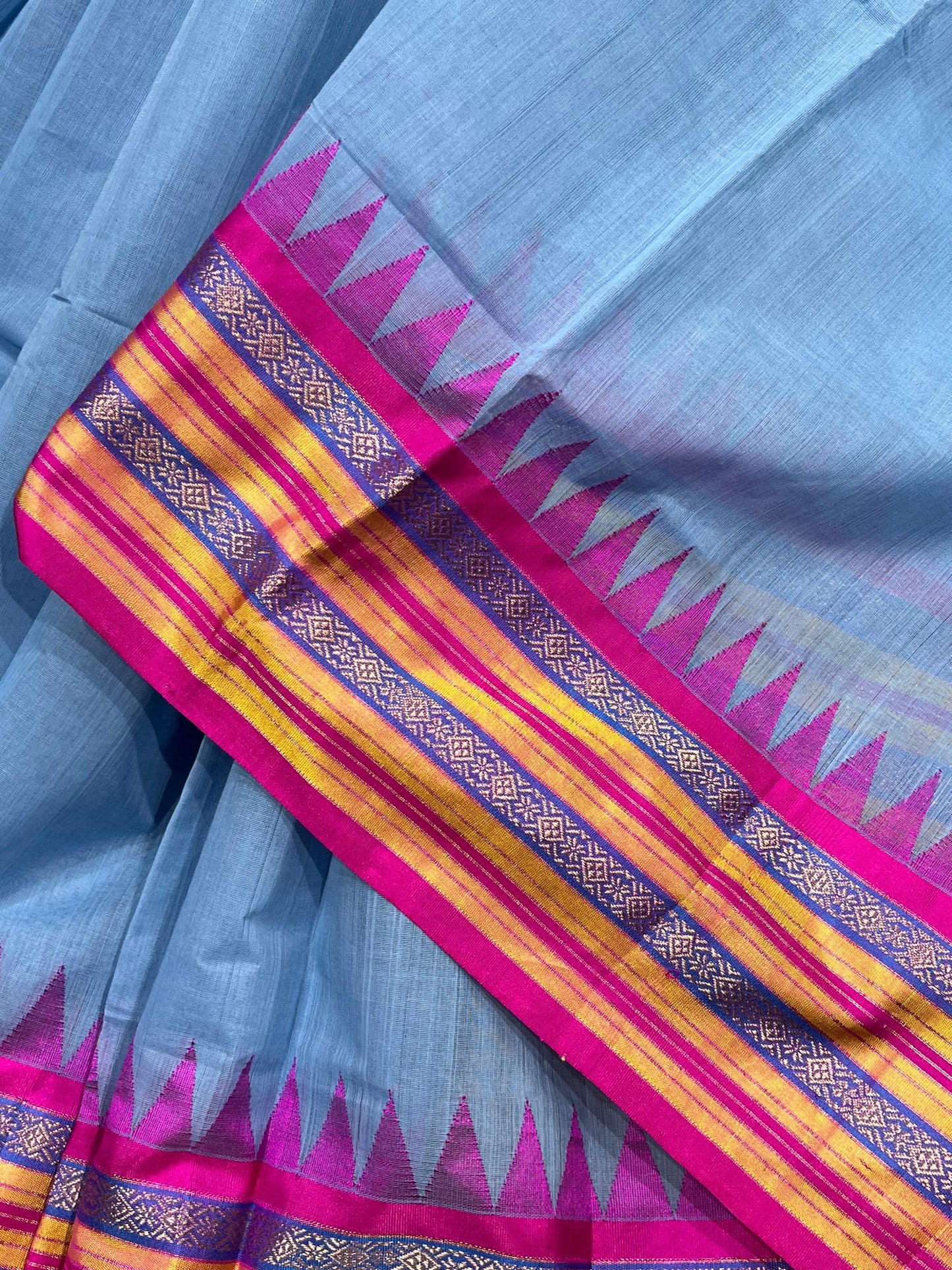BLUE PURE HANDLOOM PONDRU KHADI SAREE