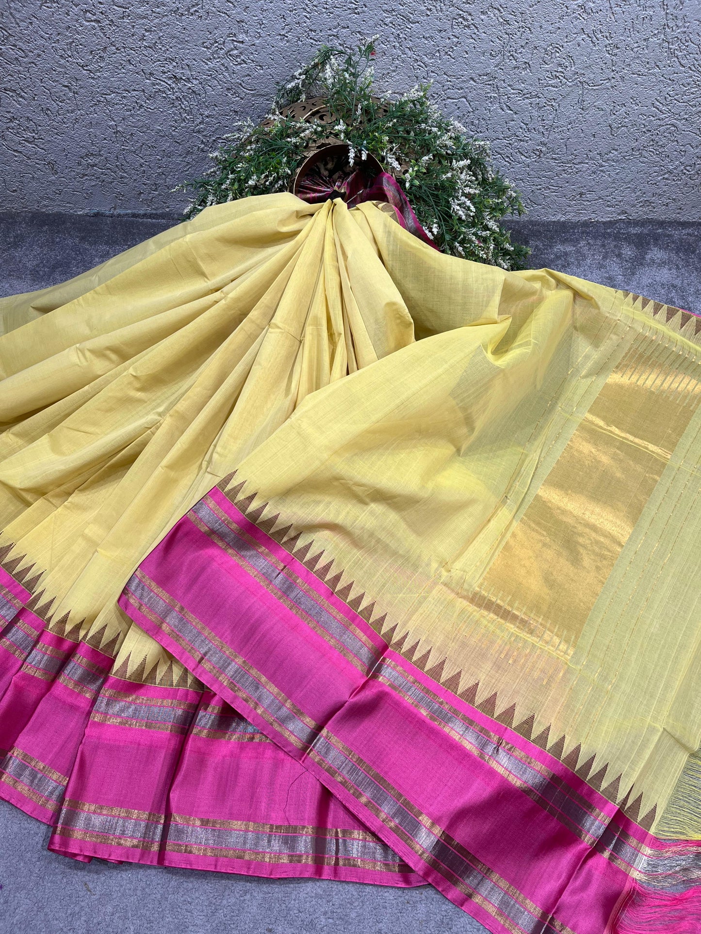 PASTEL YELLOW PURE HANDLOOM PONDRU KHADI SAREE