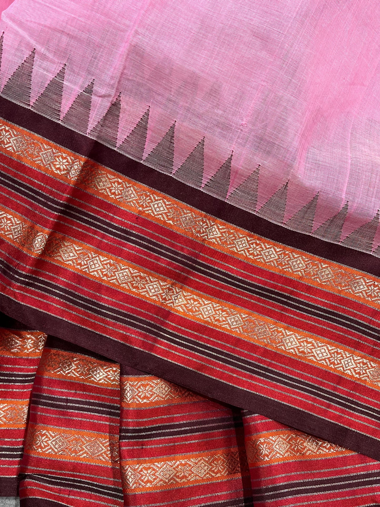 PINK PURE HANDLOOM PONDRU KHADI SAREE