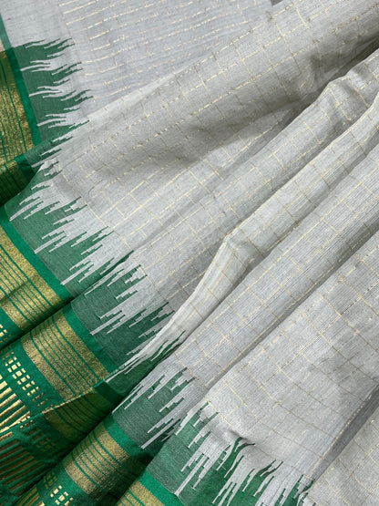 GREY PURE HANDLOOM PONDRU KHADI SAREE