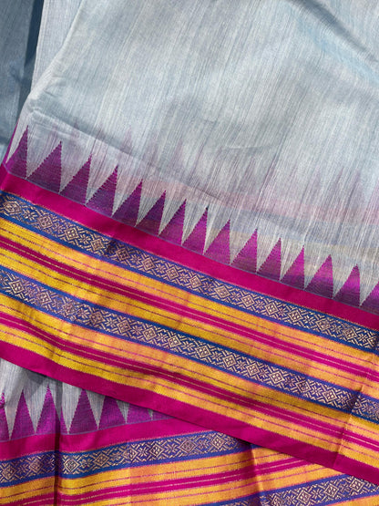 ICE BLUE PURE HANDLOOM PONDRU KHADI SAREE