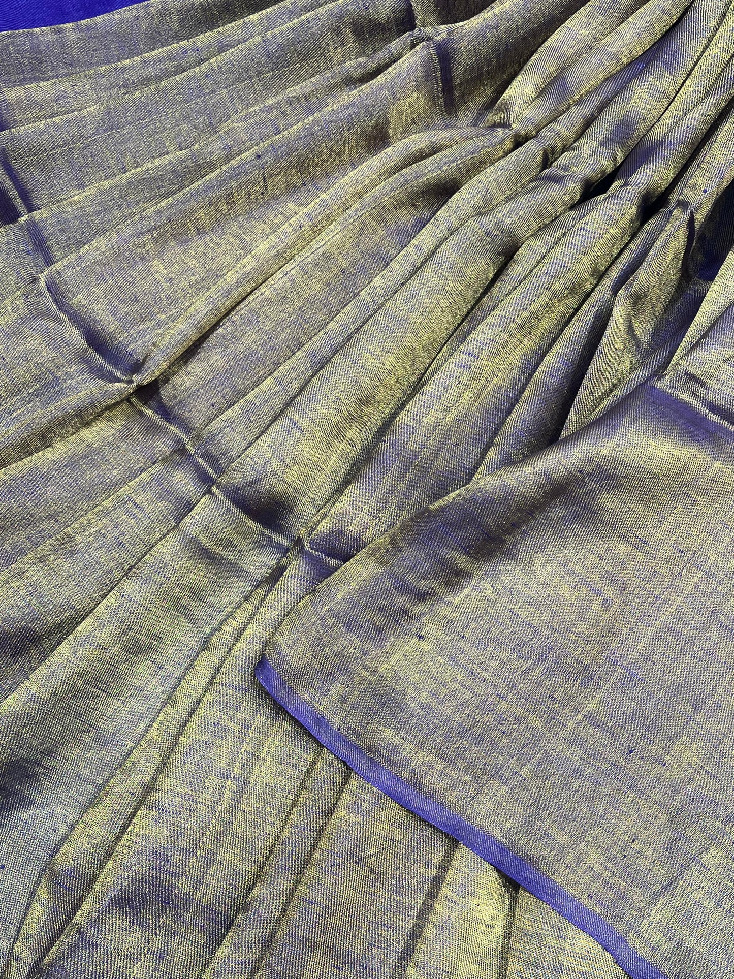 PURP[LE TWILL METALLIC PURE HANDLOOM LINEN SAREE