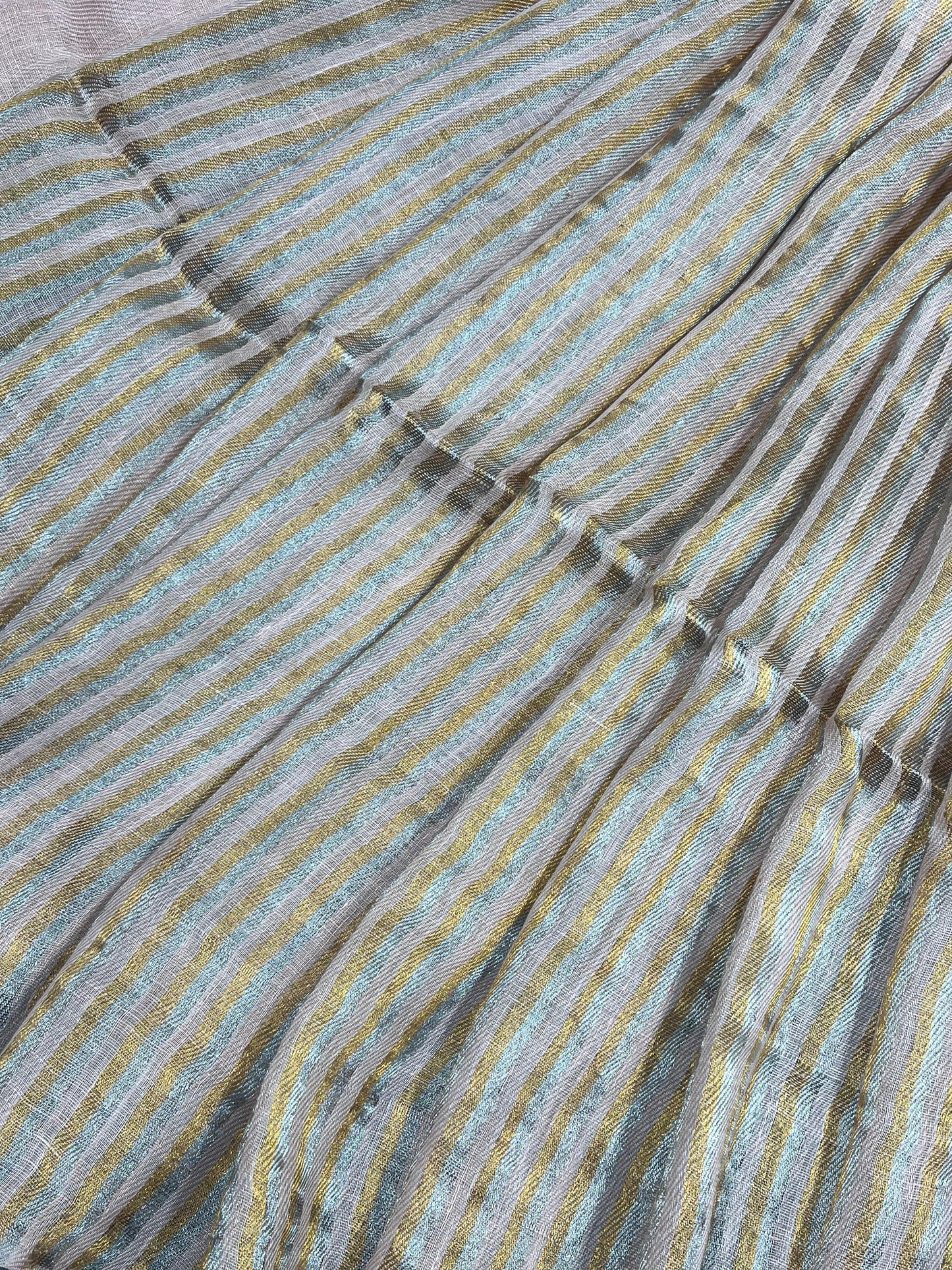PEACH TWILL METALLIC PURE HANDLOOM LINEN SAREE