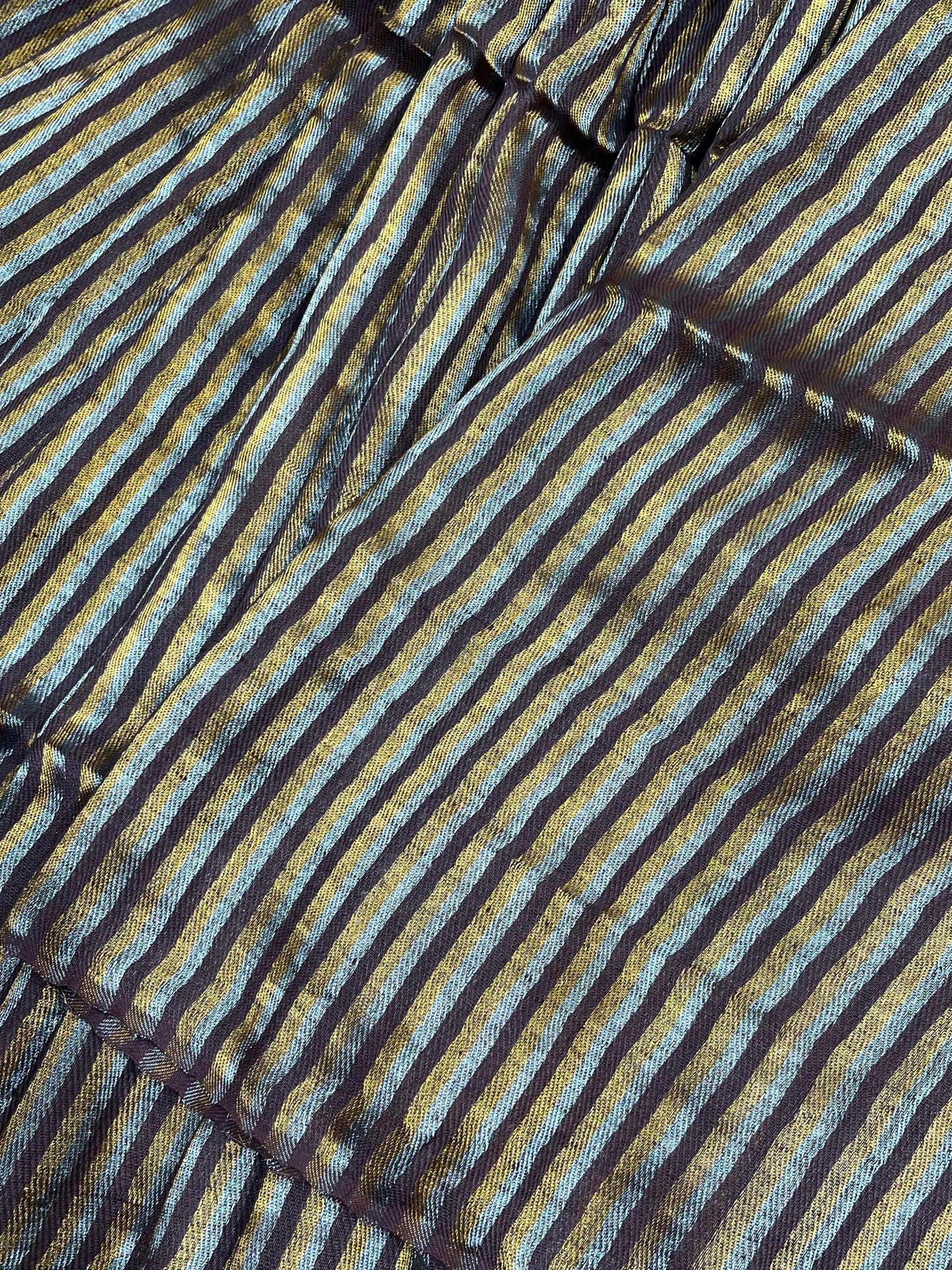 BROWN TWILL METALLIC PURE HANDLOOM LINEN SAREE
