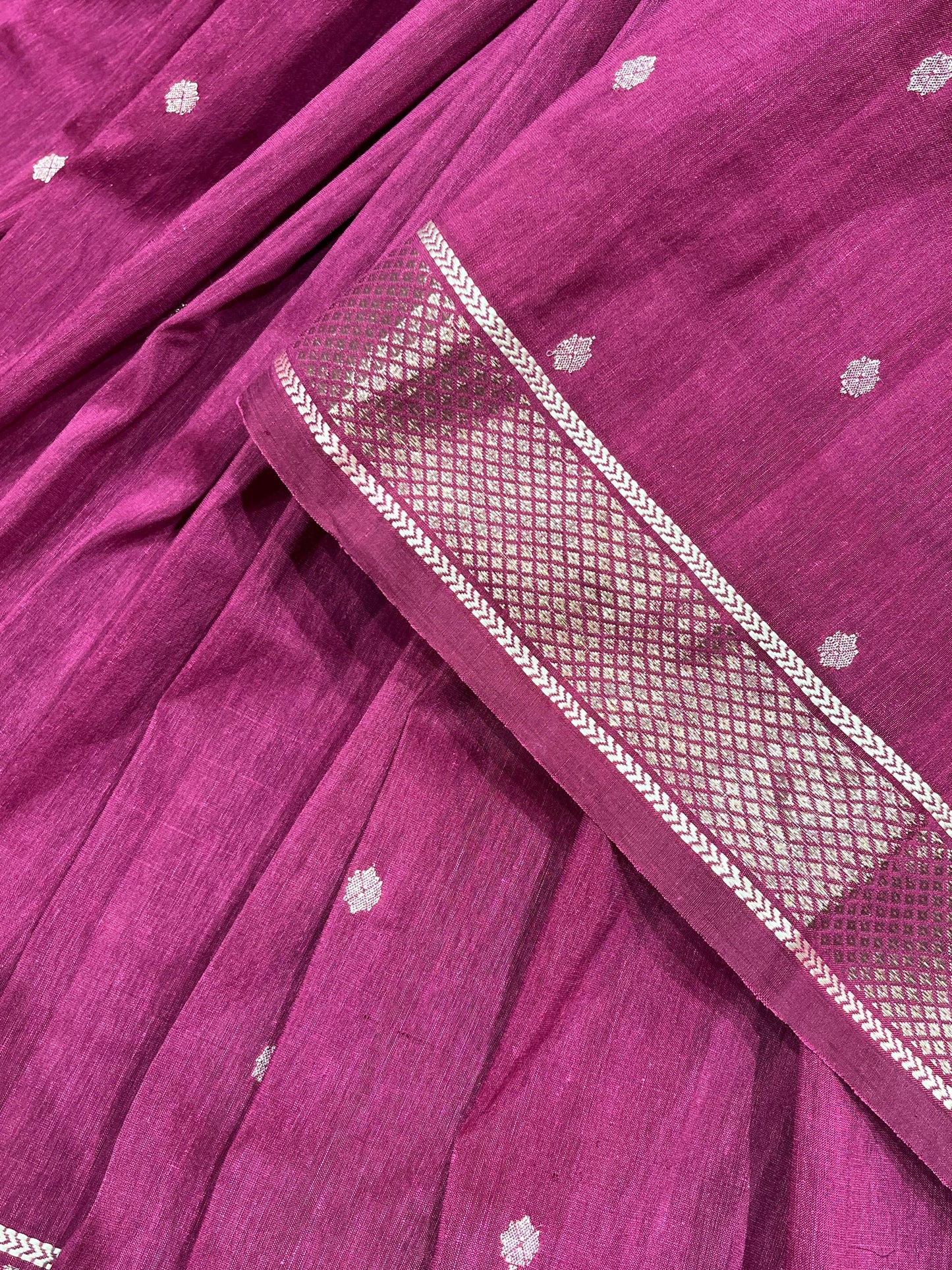 MAJENTA WINE LINEN PURE HANDLOOM PAITHANI SAREE