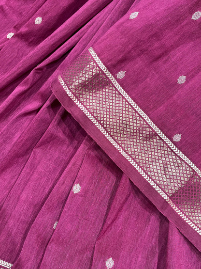 MAJENTA WINE LINEN PURE HANDLOOM PAITHANI SAREE