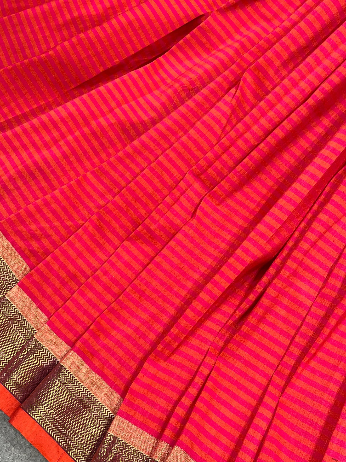 ORANGE PINK LINEN PURE HANDLOOM PAITHANI SAREE