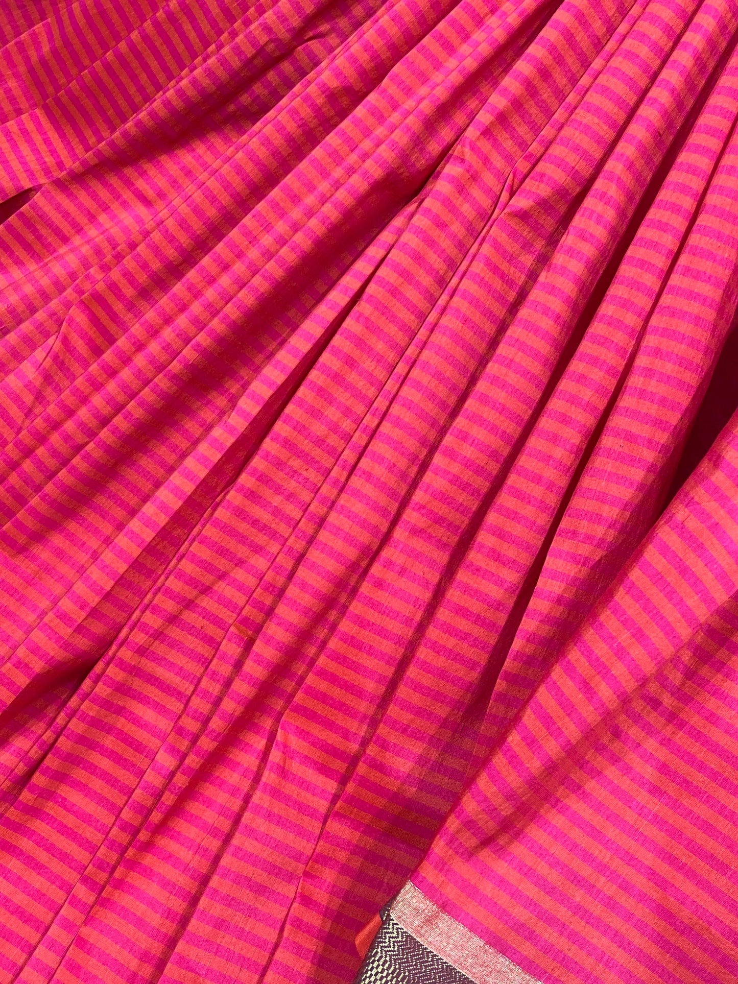 ORANGE PINK LINEN PURE HANDLOOM PAITHANI SAREE