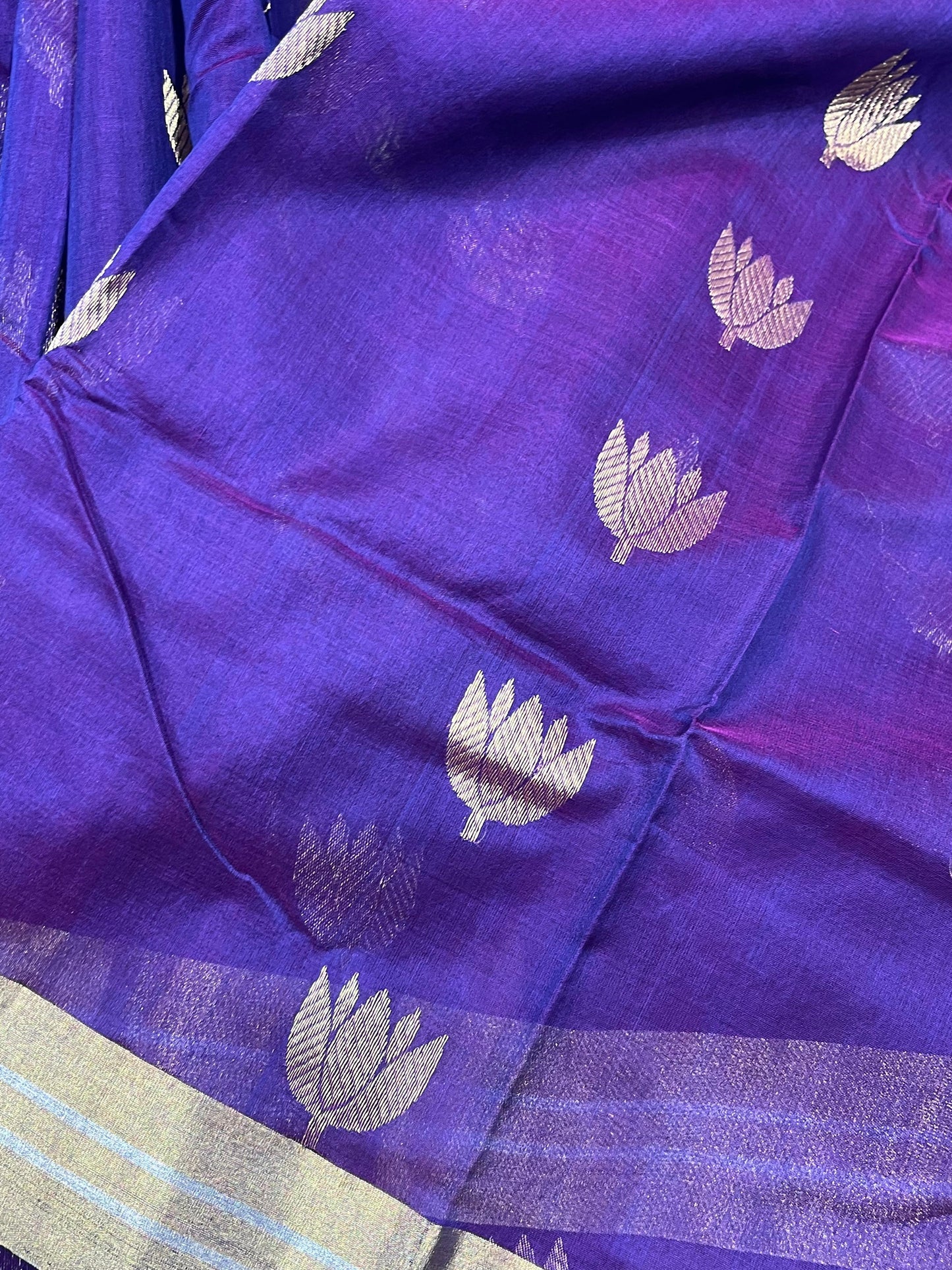 PURPLE COTTON PURE HANDLOOM CHANDERI SAREE