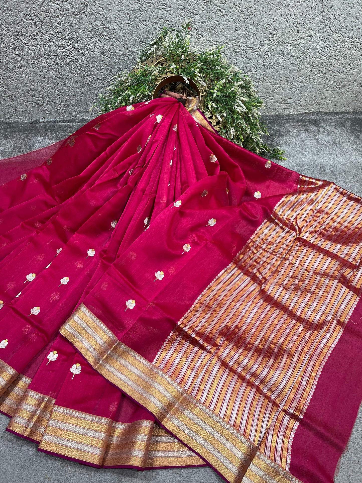 PINK COTTON PURE HANDLOOM CHANDERI SAREE