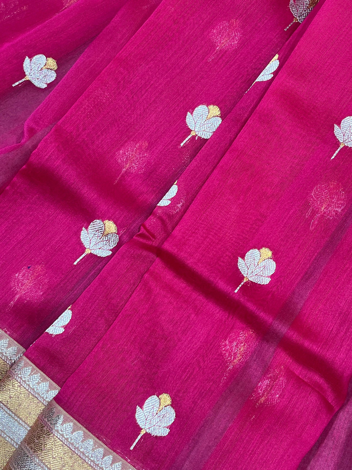 PINK COTTON PURE HANDLOOM CHANDERI SAREE