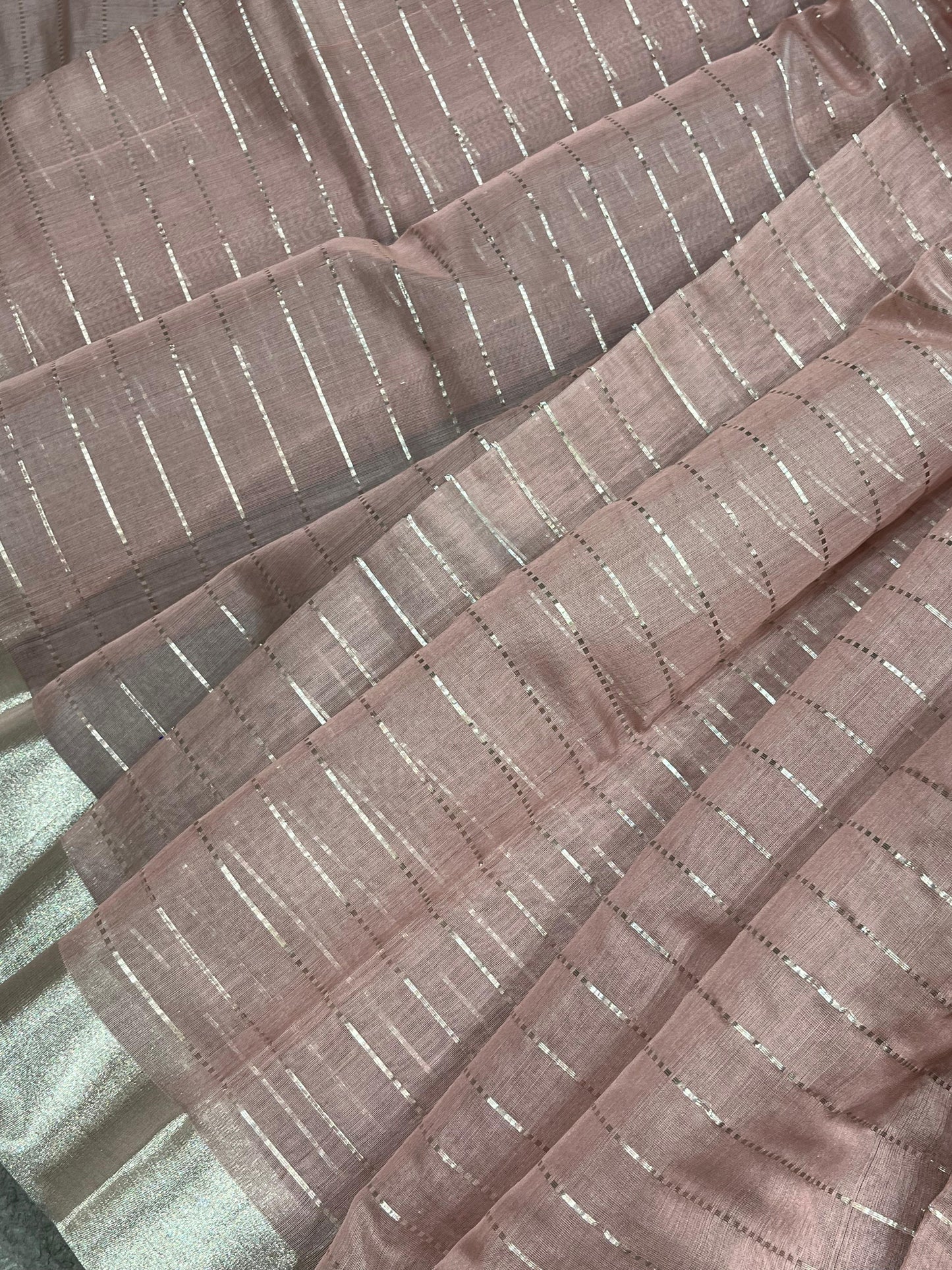 DUSTY MAUVE COTTON PURE HANDLOOM CHANDERI SAREE