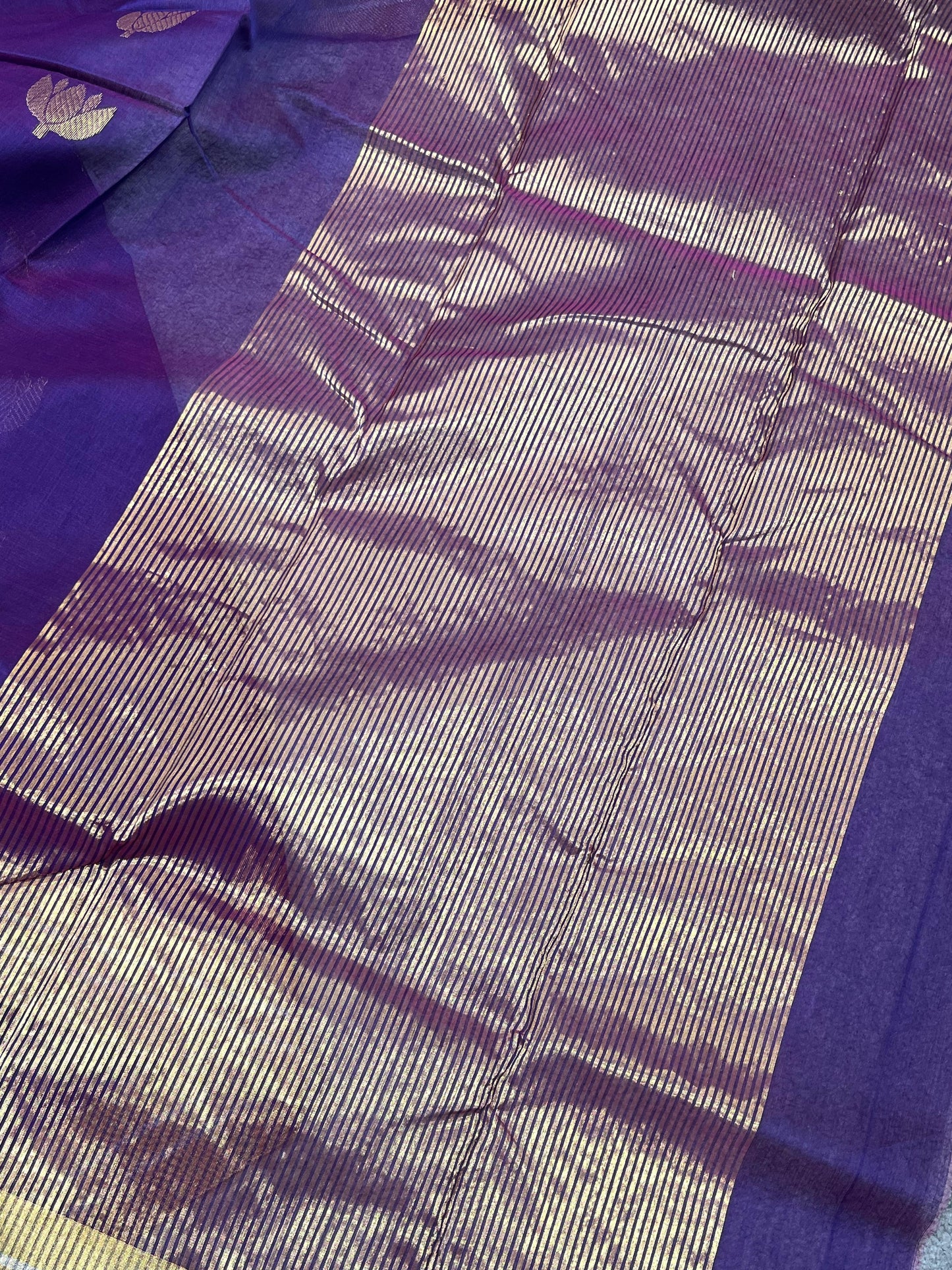 PURPLE COTTON PURE HANDLOOM CHANDERI SAREE
