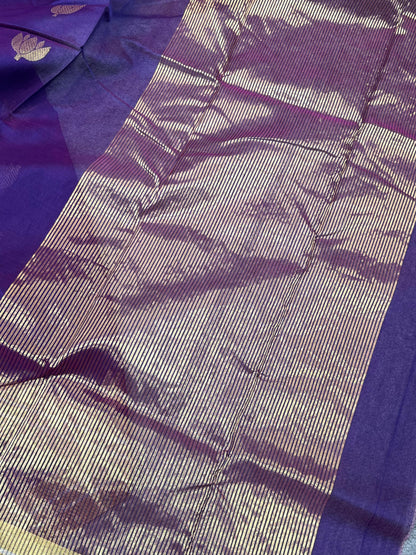PURPLE COTTON PURE HANDLOOM CHANDERI SAREE