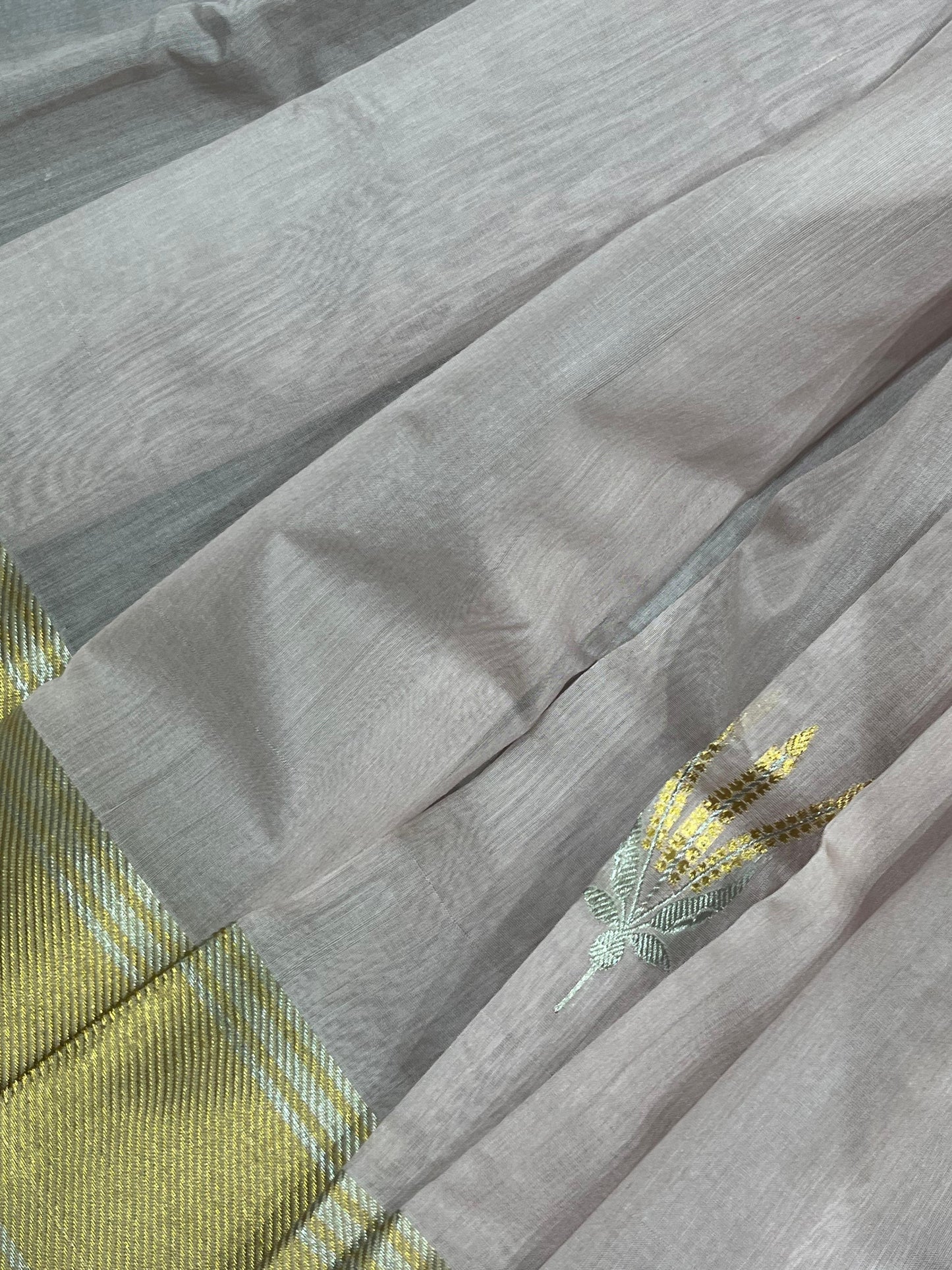 LIGHT PINK COTTON PURE HANDLOOM CHANDERI SAREE