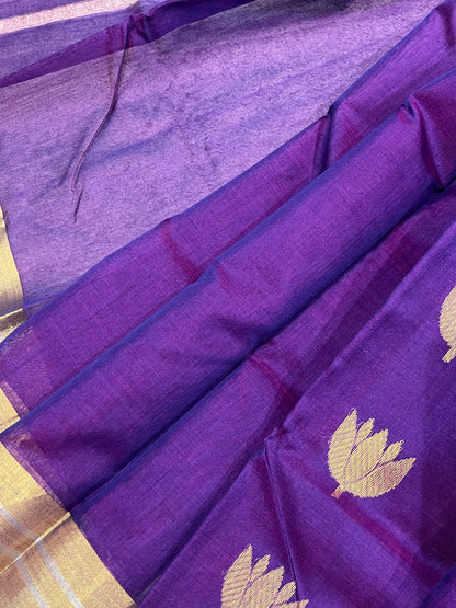 PURPLE COTTON PURE HANDLOOM CHANDERI SAREE
