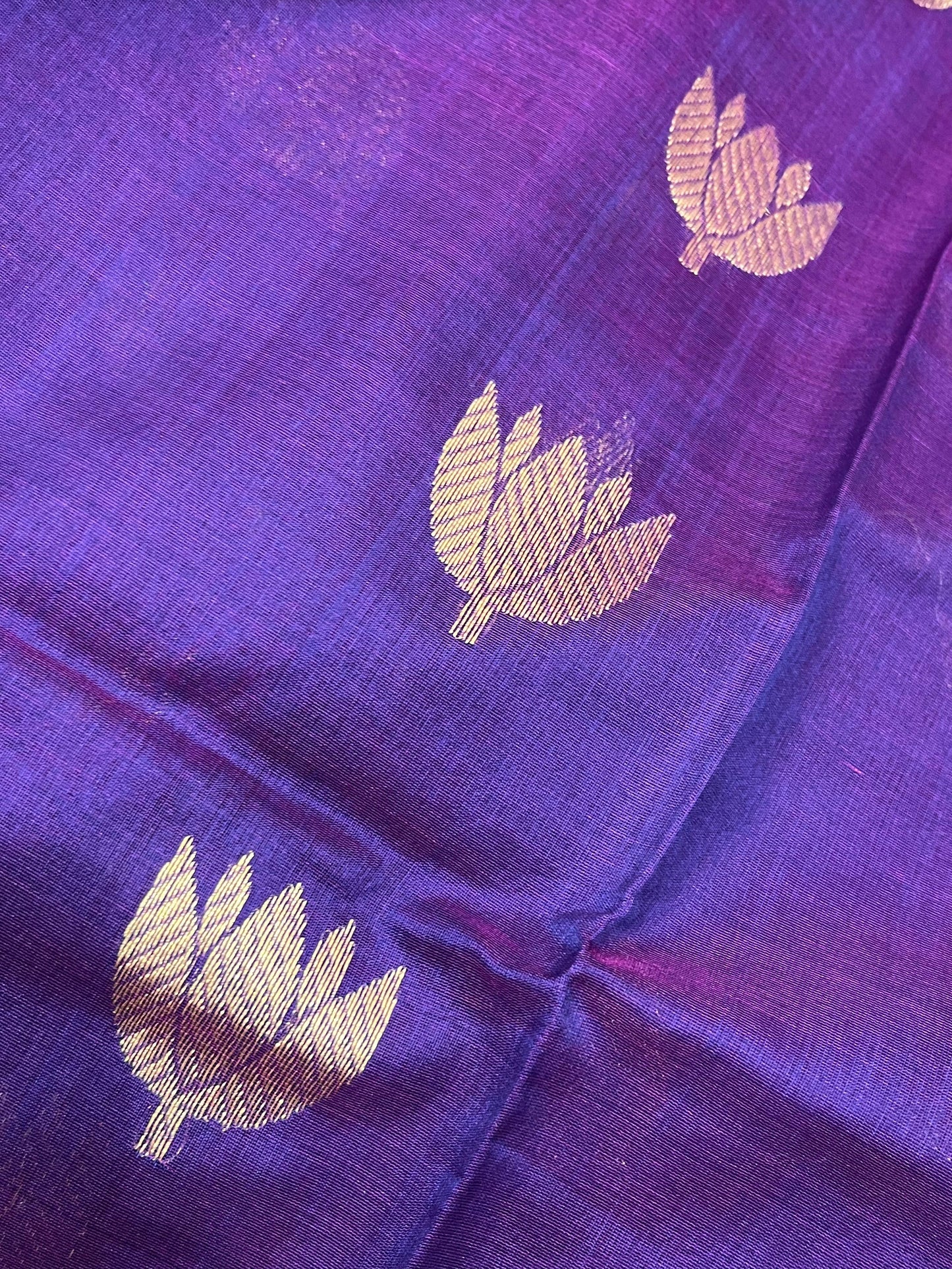PURPLE COTTON PURE HANDLOOM CHANDERI SAREE