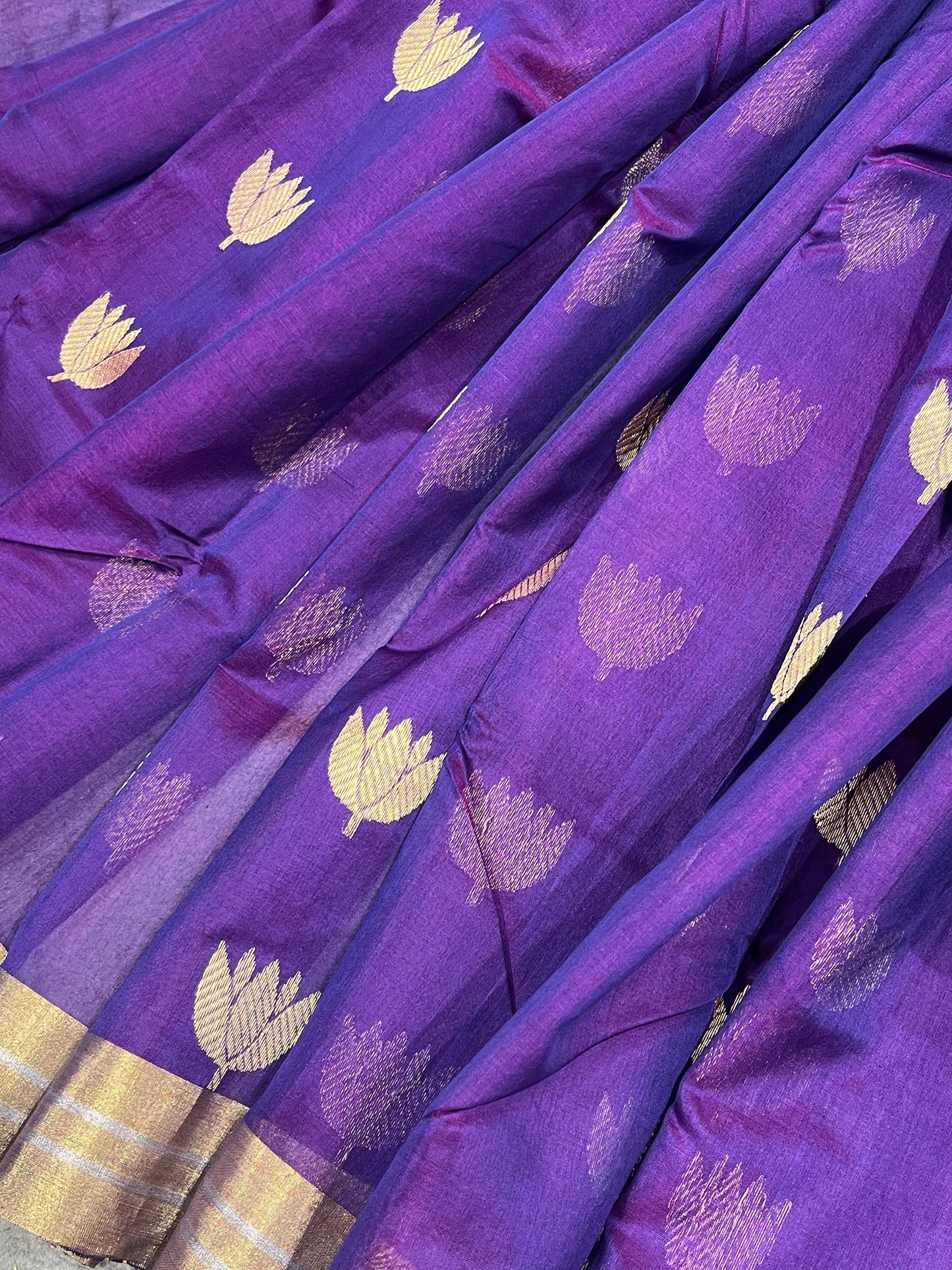 PURPLE COTTON PURE HANDLOOM CHANDERI SAREE