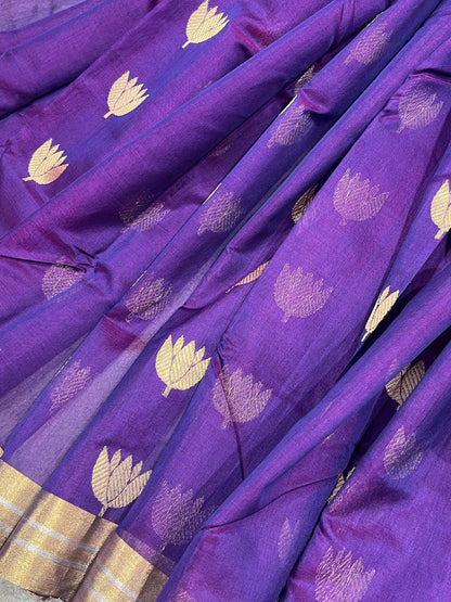 PURPLE COTTON PURE HANDLOOM CHANDERI SAREE