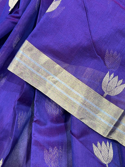 PURPLE COTTON PURE HANDLOOM CHANDERI SAREE
