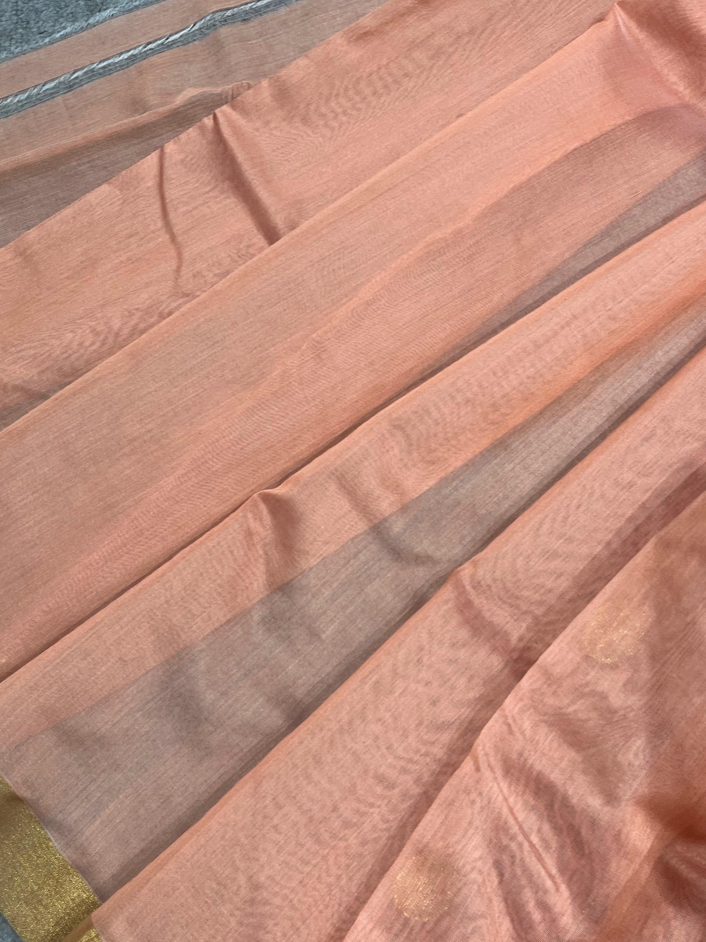 PEACH COTTON PURE HANDLOOM CHANDERI SAREE