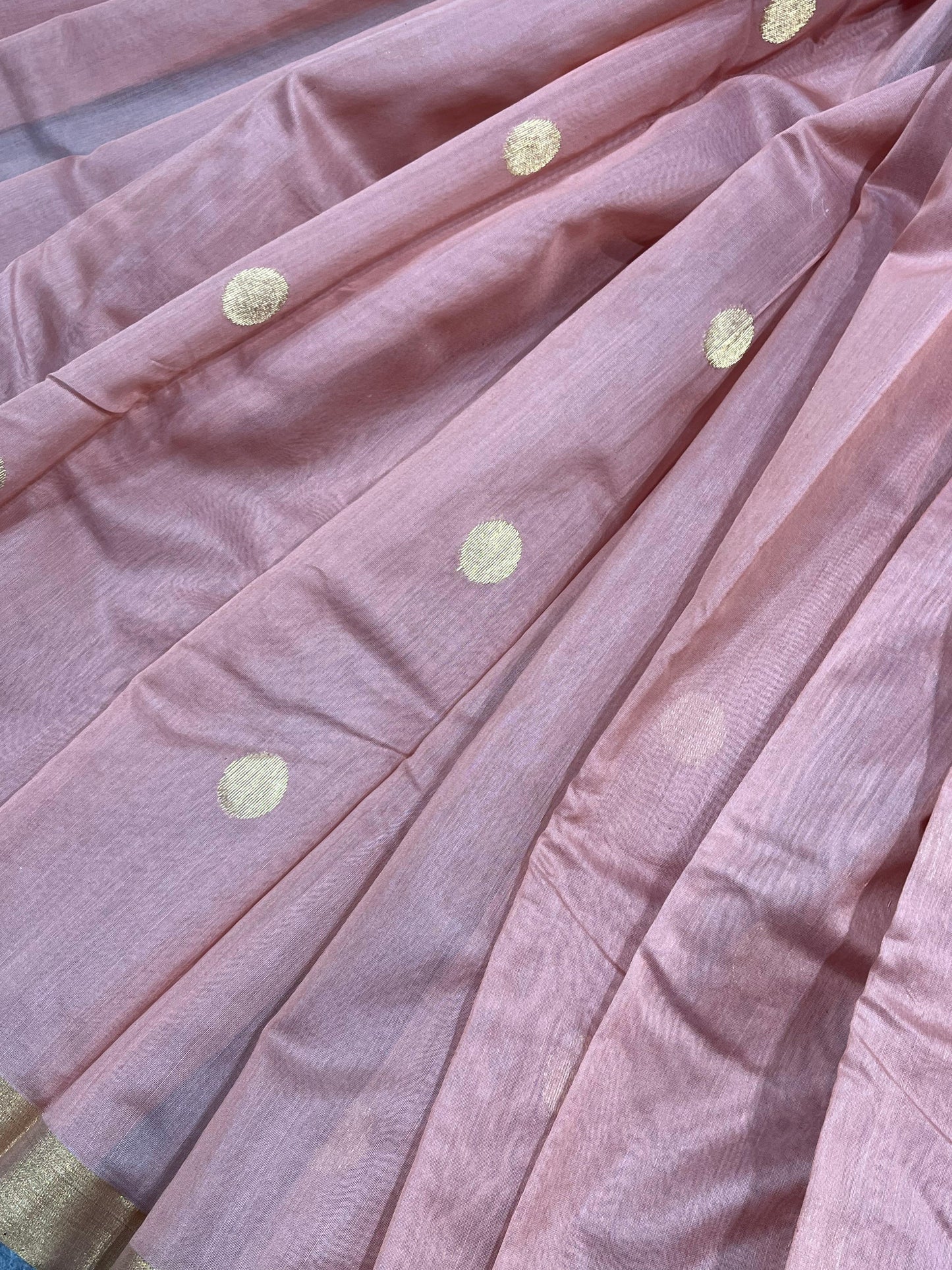 PEACH COTTON PURE HANDLOOM CHANDERI SAREE