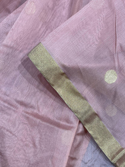 PEACH COTTON PURE HANDLOOM CHANDERI SAREE
