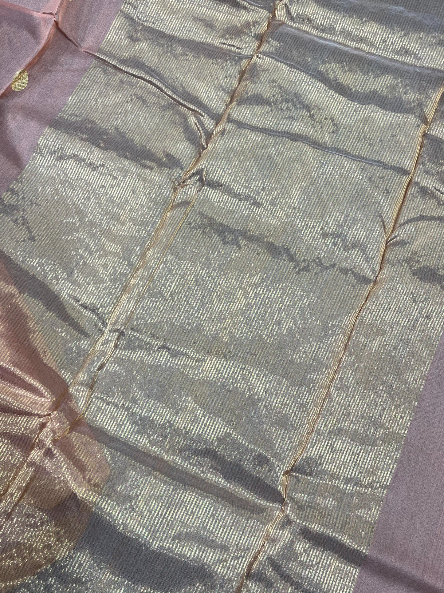 PEACH COTTON PURE HANDLOOM CHANDERI SAREE