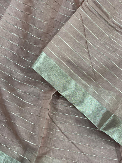 DUSTY MAUVE COTTON PURE HANDLOOM CHANDERI SAREE