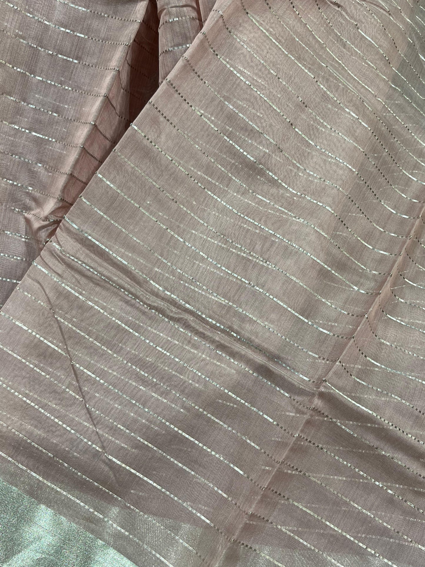 DUSTY MAUVE COTTON PURE HANDLOOM CHANDERI SAREE
