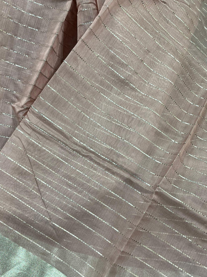 DUSTY MAUVE COTTON PURE HANDLOOM CHANDERI SAREE